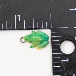Vtg Green Yellow Frog Charm Japan Celluloid Animal Pendant Min Jewelry 1950s